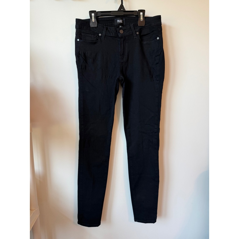 Paige Womens Skinny Jeans Black Denim Size 29 Made in USA 5-Pocket Stretch